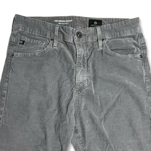 AG Adriano Goldschmied SIZE 27 Farrah High Rise Corduroy Pants Skinny Gray AG - Picture 8 of 11